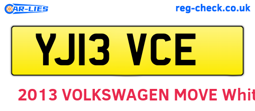 YJ13VCE are the vehicle registration plates.