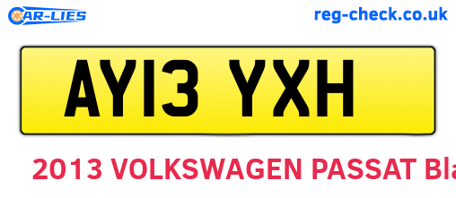 AY13YXH are the vehicle registration plates.