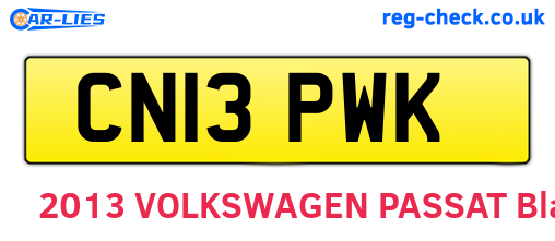 CN13PWK are the vehicle registration plates.