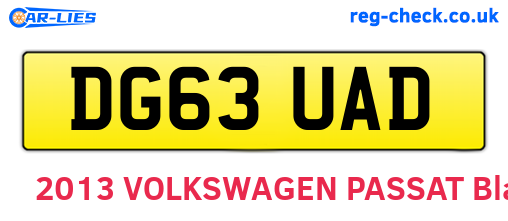 DG63UAD are the vehicle registration plates.