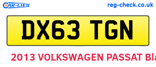 DX63TGN are the vehicle registration plates.