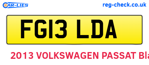 FG13LDA are the vehicle registration plates.