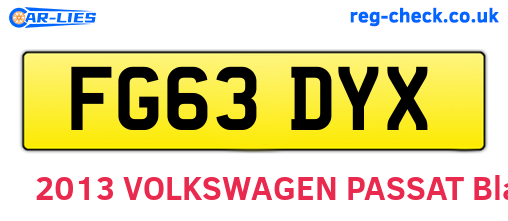 FG63DYX are the vehicle registration plates.