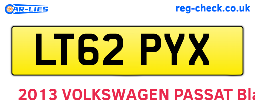 LT62PYX are the vehicle registration plates.