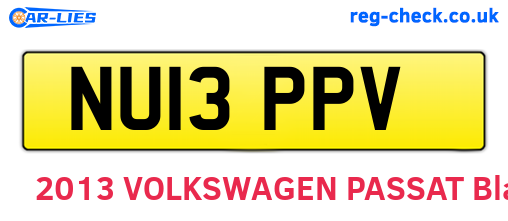 NU13PPV are the vehicle registration plates.