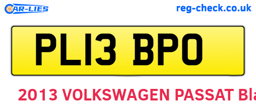 PL13BPO are the vehicle registration plates.