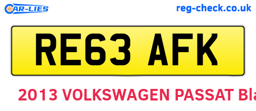 RE63AFK are the vehicle registration plates.