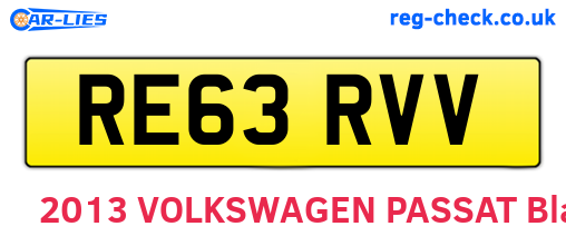 RE63RVV are the vehicle registration plates.