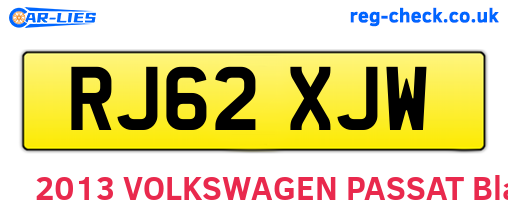 RJ62XJW are the vehicle registration plates.