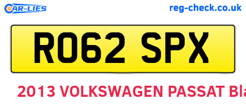 RO62SPX are the vehicle registration plates.