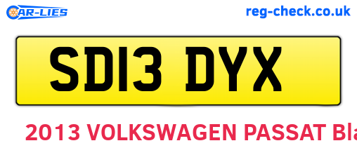 SD13DYX are the vehicle registration plates.