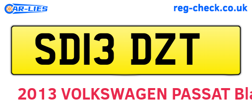 SD13DZT are the vehicle registration plates.