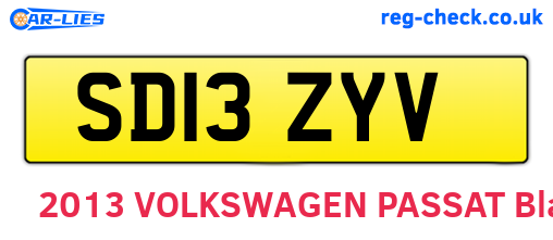 SD13ZYV are the vehicle registration plates.