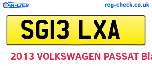 SG13LXA are the vehicle registration plates.