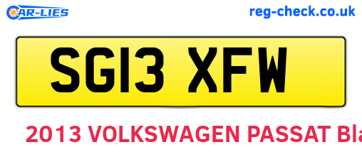 SG13XFW are the vehicle registration plates.