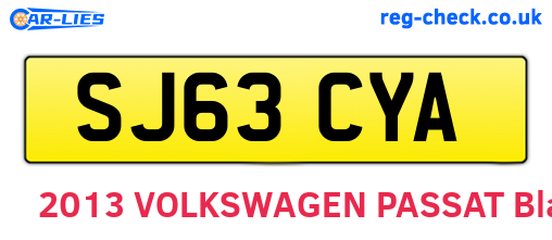 SJ63CYA are the vehicle registration plates.