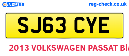 SJ63CYE are the vehicle registration plates.
