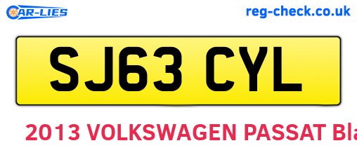 SJ63CYL are the vehicle registration plates.