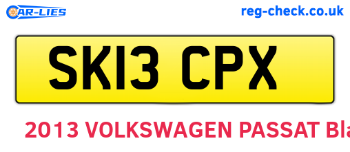 SK13CPX are the vehicle registration plates.
