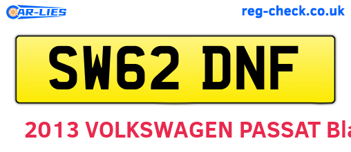 SW62DNF are the vehicle registration plates.