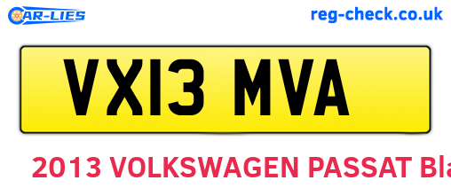 VX13MVA are the vehicle registration plates.