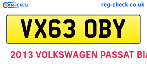 VX63OBY are the vehicle registration plates.