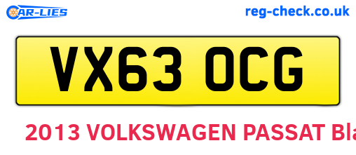 VX63OCG are the vehicle registration plates.