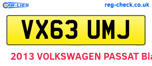 VX63UMJ are the vehicle registration plates.