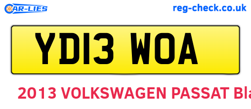 YD13WOA are the vehicle registration plates.