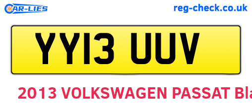 YY13UUV are the vehicle registration plates.