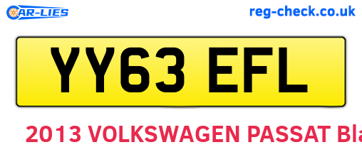 YY63EFL are the vehicle registration plates.