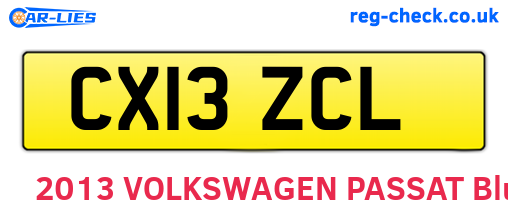 CX13ZCL are the vehicle registration plates.