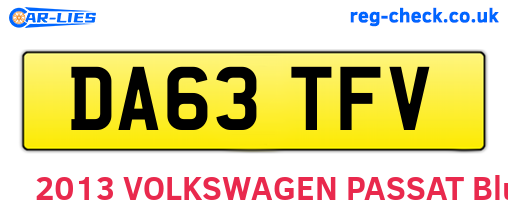 DA63TFV are the vehicle registration plates.