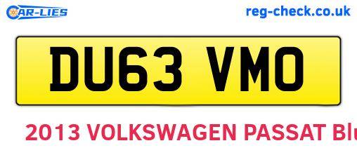DU63VMO are the vehicle registration plates.