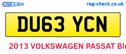 DU63YCN are the vehicle registration plates.