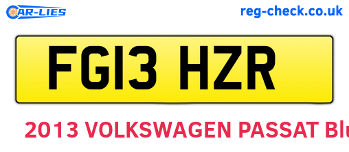 FG13HZR are the vehicle registration plates.