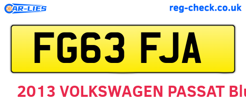 FG63FJA are the vehicle registration plates.