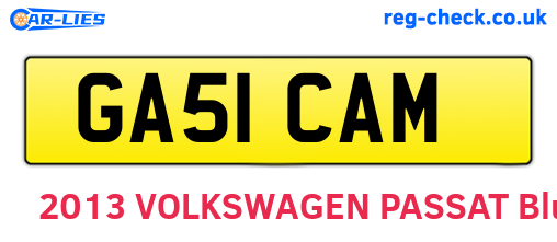 GA51CAM are the vehicle registration plates.