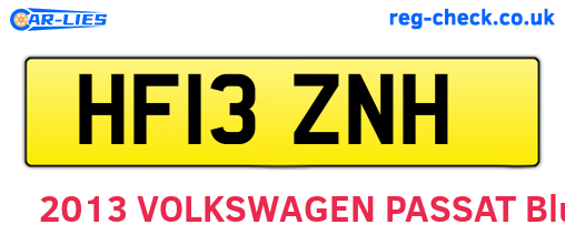 HF13ZNH are the vehicle registration plates.