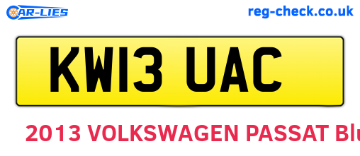 KW13UAC are the vehicle registration plates.