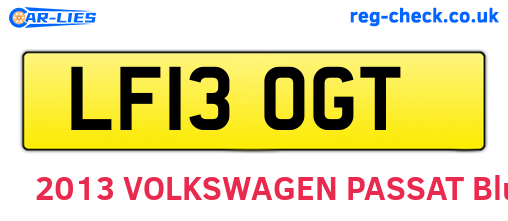 LF13OGT are the vehicle registration plates.