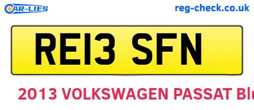 RE13SFN are the vehicle registration plates.