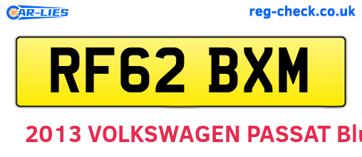 RF62BXM are the vehicle registration plates.