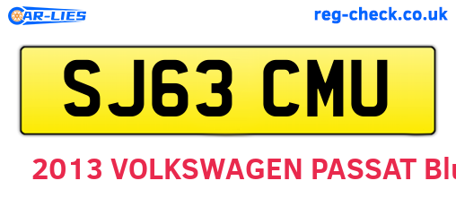 SJ63CMU are the vehicle registration plates.