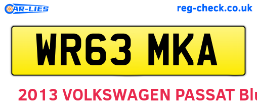 WR63MKA are the vehicle registration plates.