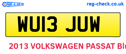 WU13JUW are the vehicle registration plates.