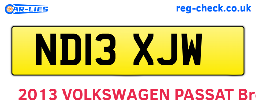 ND13XJW are the vehicle registration plates.