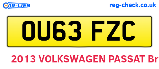 OU63FZC are the vehicle registration plates.