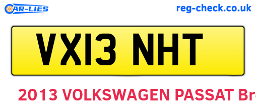 VX13NHT are the vehicle registration plates.