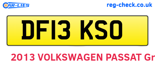 DF13KSO are the vehicle registration plates.